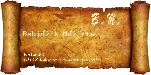 Babiák Márta névjegykártya